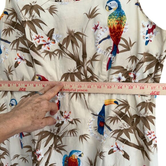 Hilo Hattie Hawaiian Original Parrot Bamboo Sheath Maxi Dress 14 Multicolor - Picture 10 of 11